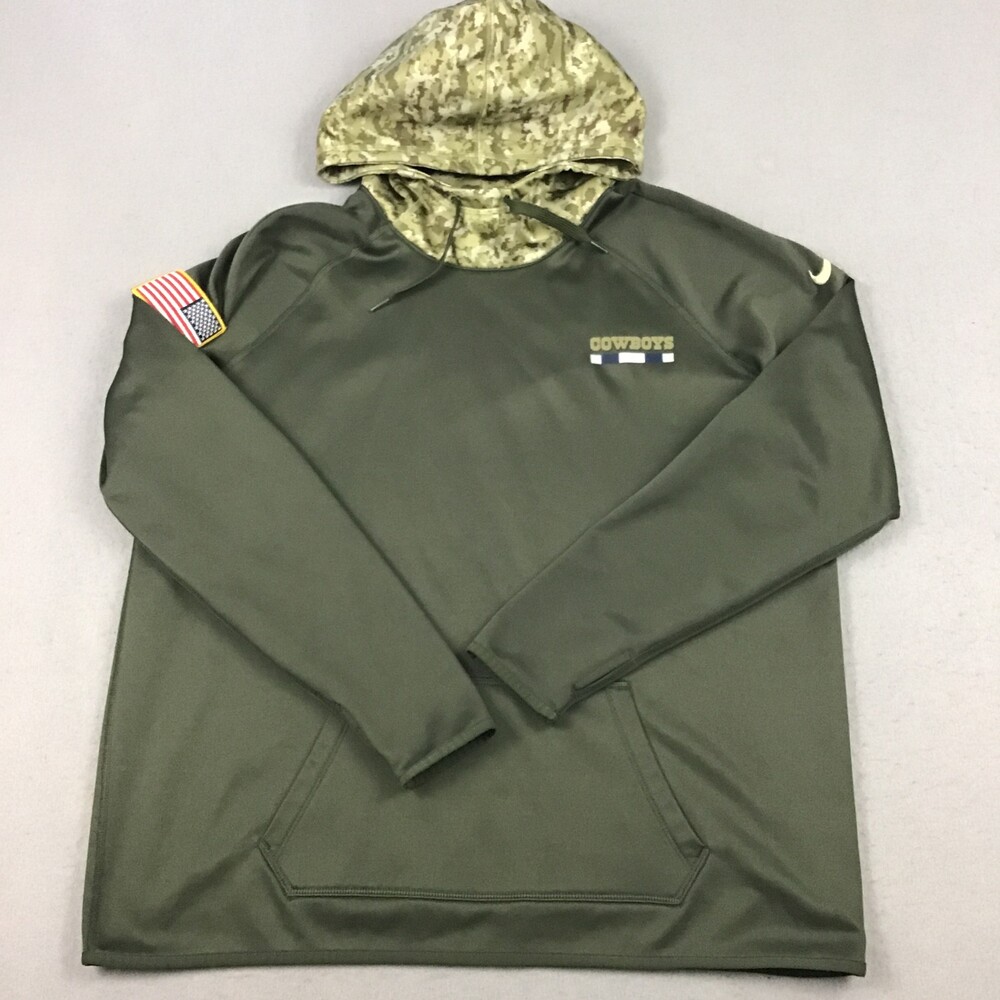 Dallas Cowboys Hoodie Men XL Green Camo Nike NFL Salute To Service Pullover